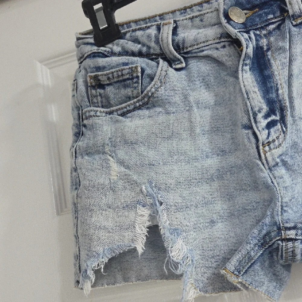 Justice Light Blue Distressed Jean Shorts